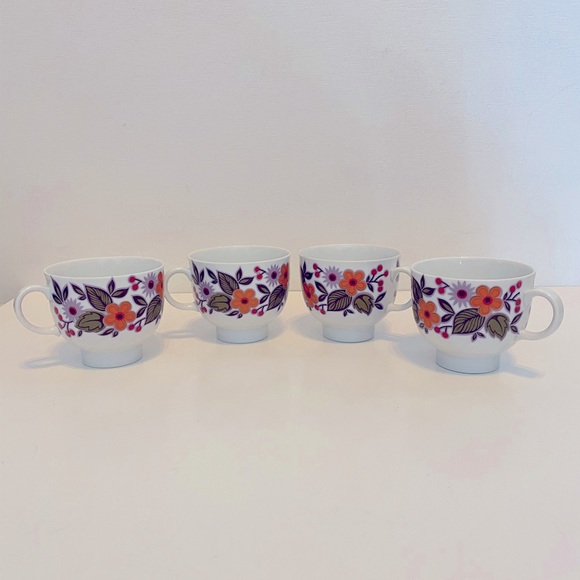 Set of 4 Vintage Schumann Bavaria Arzberg Germany Floral Teacups - Picture 1 of 5